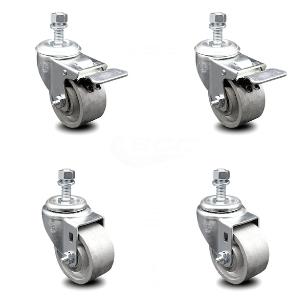 Service Caster 3 Inch Semi Steel Swivel 1/2 Inch Stem Caster Total Lock Brake SCC, 2PK SCC-TSTTL20S314-SSS-121315-2-S-2 - main